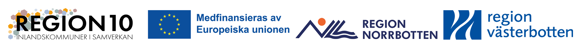 Logotyper från finansiärerna till projektet, EU tillsammans med Region Norr- och Västerbotten